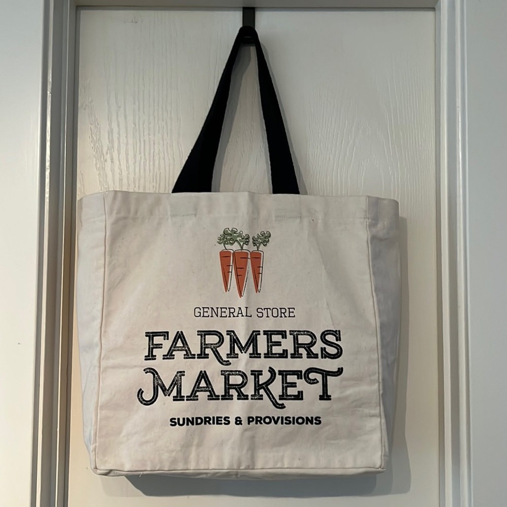 Cute Cotton Tote Bag - Farmer’s Market Design - EUC